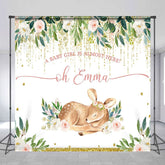 Aperturee - Aperturee Baby Girl Is Almost Here Deer Custom Name Backdrop